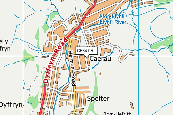 CF34 0RL map - OS VectorMap District (Ordnance Survey)