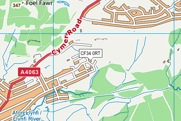 CF34 0RT map - OS VectorMap District (Ordnance Survey)