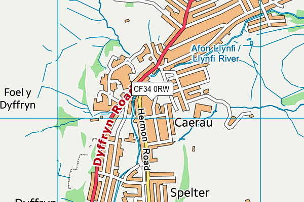 CF34 0RW map - OS VectorMap District (Ordnance Survey)