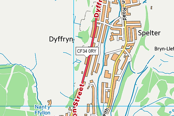 CF34 0RY map - OS VectorMap District (Ordnance Survey)