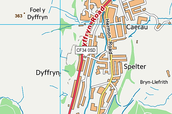 CF34 0SD map - OS VectorMap District (Ordnance Survey)