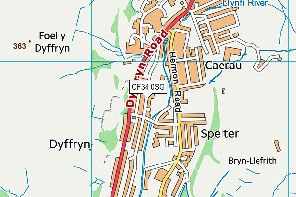 CF34 0SG map - OS VectorMap District (Ordnance Survey)