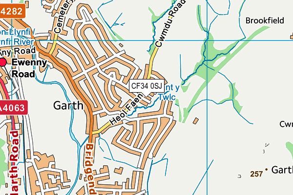 CF34 0SJ map - OS VectorMap District (Ordnance Survey)