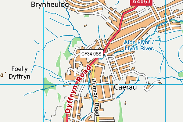 CF34 0SS map - OS VectorMap District (Ordnance Survey)