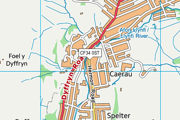 CF34 0ST map - OS VectorMap District (Ordnance Survey)