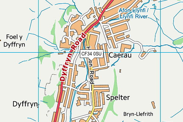 CF34 0SU map - OS VectorMap District (Ordnance Survey)