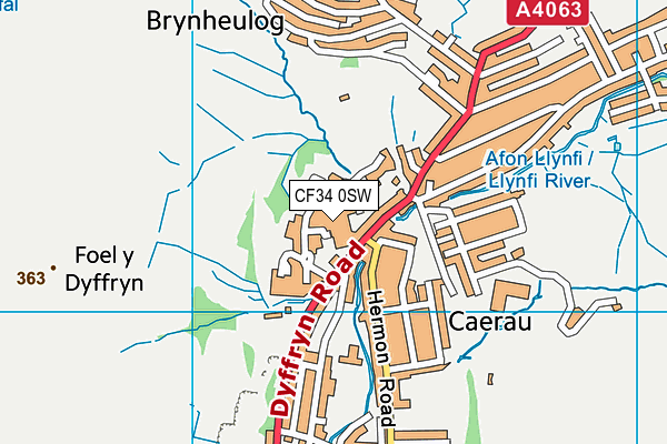 CF34 0SW map - OS VectorMap District (Ordnance Survey)