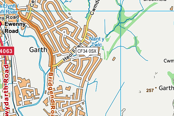 CF34 0SX map - OS VectorMap District (Ordnance Survey)