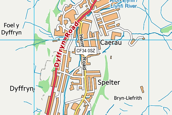 CF34 0SZ map - OS VectorMap District (Ordnance Survey)