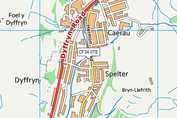 CF34 0TE map - OS VectorMap District (Ordnance Survey)