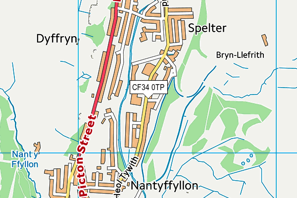 CF34 0TP map - OS VectorMap District (Ordnance Survey)