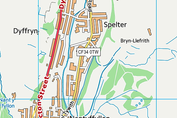 CF34 0TW map - OS VectorMap District (Ordnance Survey)