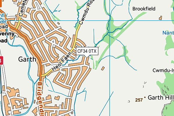 CF34 0TX map - OS VectorMap District (Ordnance Survey)