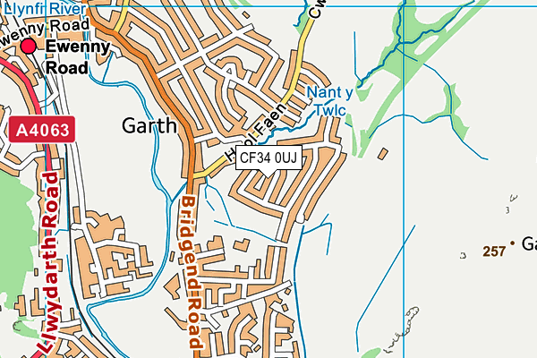 CF34 0UJ map - OS VectorMap District (Ordnance Survey)