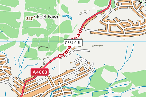 CF34 0UL map - OS VectorMap District (Ordnance Survey)