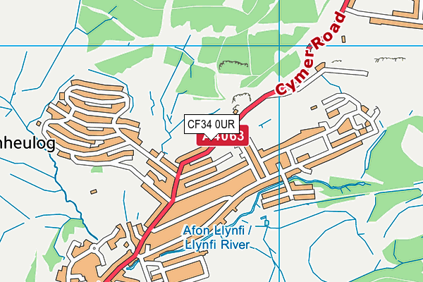 CF34 0UR map - OS VectorMap District (Ordnance Survey)