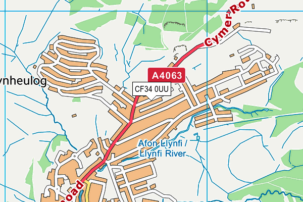 CF34 0UU map - OS VectorMap District (Ordnance Survey)