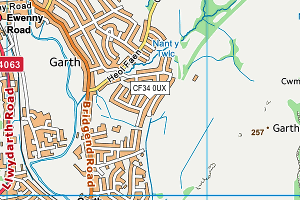 CF34 0UX map - OS VectorMap District (Ordnance Survey)