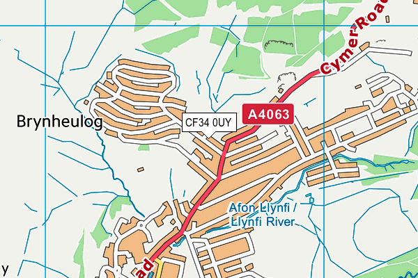 CF34 0UY map - OS VectorMap District (Ordnance Survey)