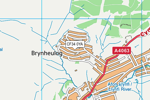 CF34 0YA map - OS VectorMap District (Ordnance Survey)