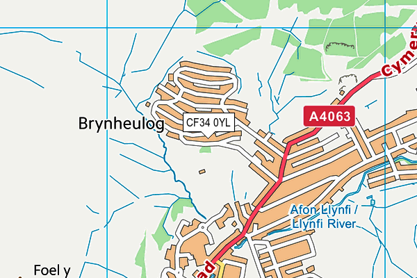 CF34 0YL map - OS VectorMap District (Ordnance Survey)