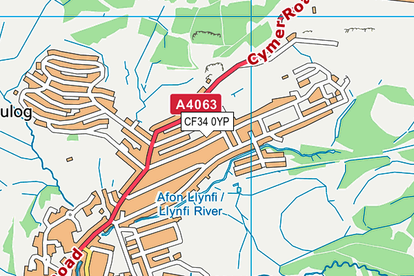 CF34 0YP map - OS VectorMap District (Ordnance Survey)