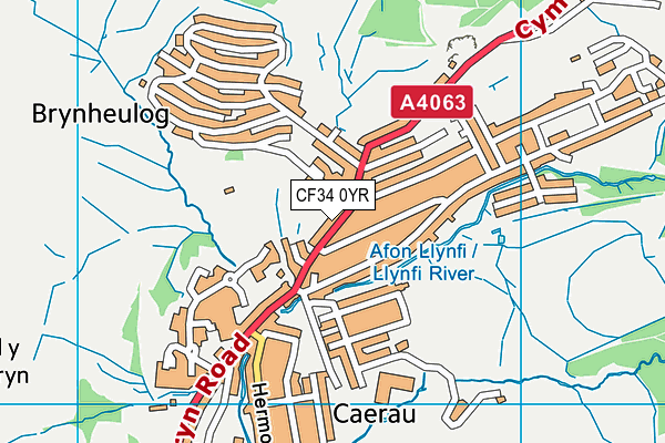 CF34 0YR map - OS VectorMap District (Ordnance Survey)