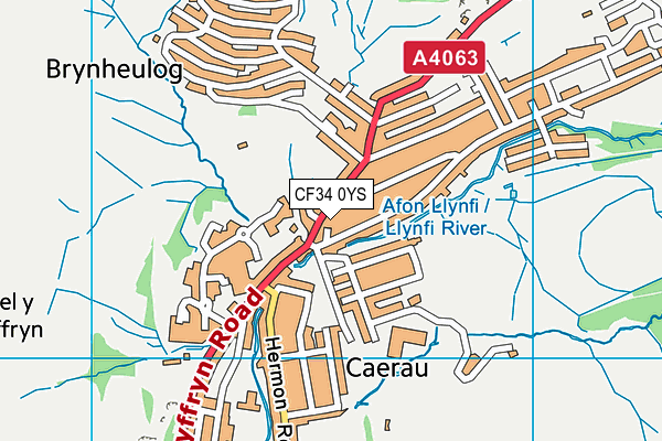 CF34 0YS map - OS VectorMap District (Ordnance Survey)