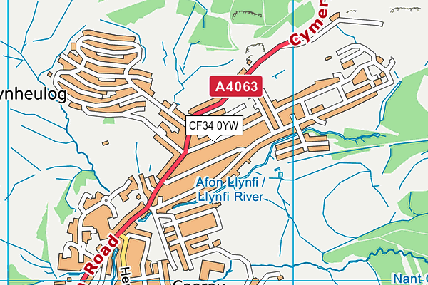 CF34 0YW map - OS VectorMap District (Ordnance Survey)