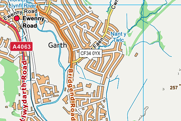 CF34 0YX map - OS VectorMap District (Ordnance Survey)