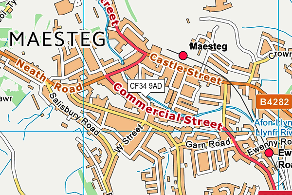 CF34 9AD map - OS VectorMap District (Ordnance Survey)