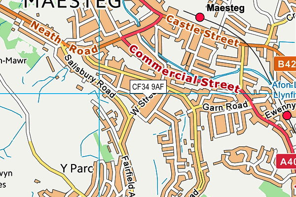 CF34 9AF map - OS VectorMap District (Ordnance Survey)