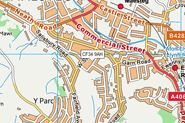 CF34 9AH map - OS VectorMap District (Ordnance Survey)