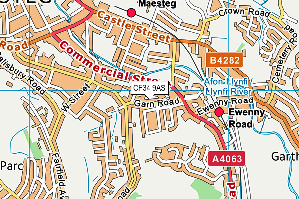 CF34 9AS map - OS VectorMap District (Ordnance Survey)