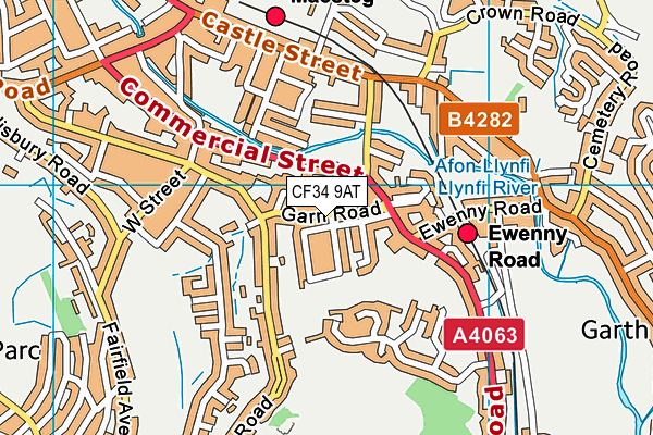 CF34 9AT map - OS VectorMap District (Ordnance Survey)