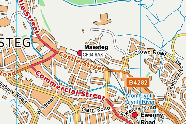 CF34 9AX map - OS VectorMap District (Ordnance Survey)