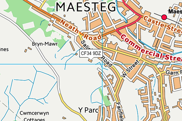 CF34 9DZ map - OS VectorMap District (Ordnance Survey)