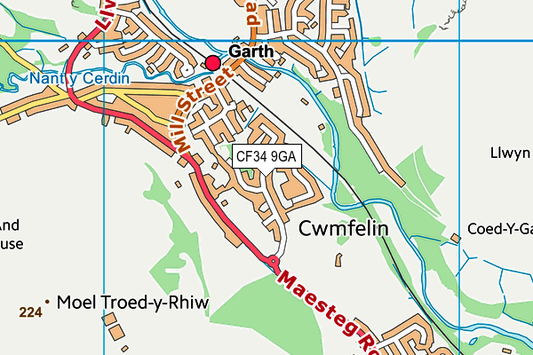 CF34 9GA map - OS VectorMap District (Ordnance Survey)