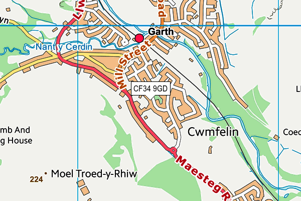 CF34 9GD map - OS VectorMap District (Ordnance Survey)