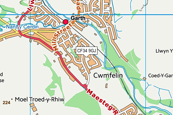 CF34 9GJ map - OS VectorMap District (Ordnance Survey)