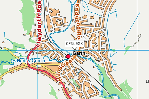 CF34 9GX map - OS VectorMap District (Ordnance Survey)