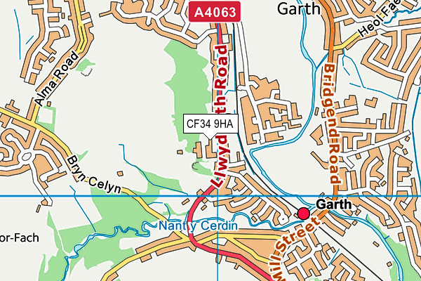 CF34 9HA map - OS VectorMap District (Ordnance Survey)