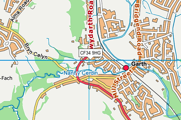 CF34 9HG map - OS VectorMap District (Ordnance Survey)