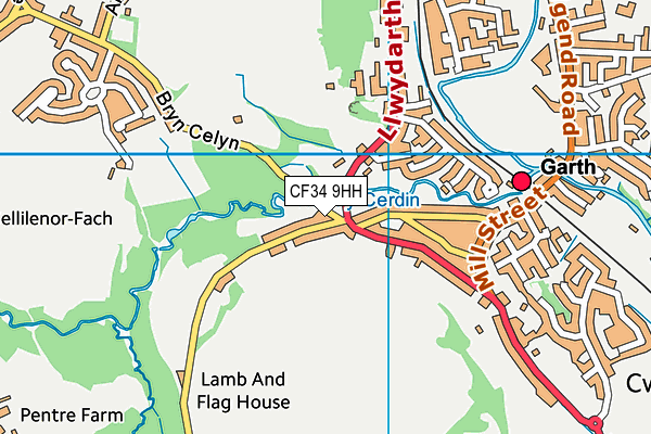 CF34 9HH map - OS VectorMap District (Ordnance Survey)