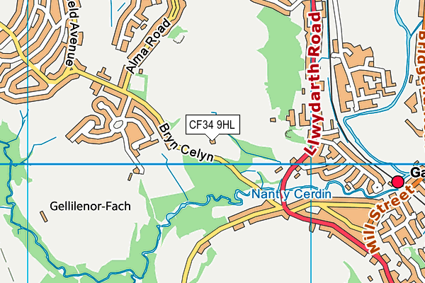 CF34 9HL map - OS VectorMap District (Ordnance Survey)