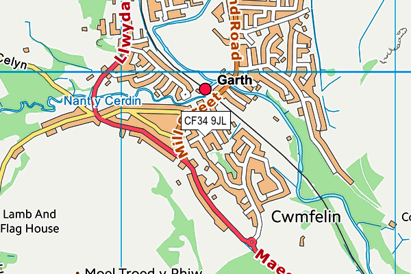 CF34 9JL map - OS VectorMap District (Ordnance Survey)