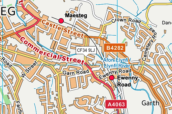 CF34 9LJ map - OS VectorMap District (Ordnance Survey)