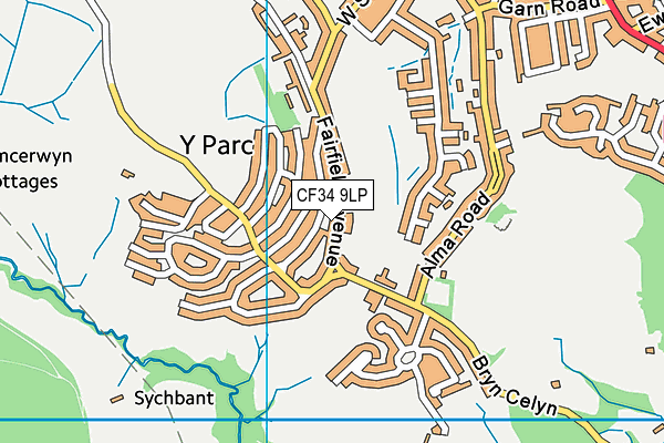 CF34 9LP map - OS VectorMap District (Ordnance Survey)
