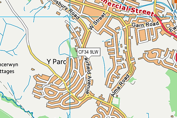 CF34 9LW map - OS VectorMap District (Ordnance Survey)