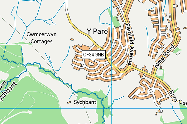 CF34 9NB map - OS VectorMap District (Ordnance Survey)